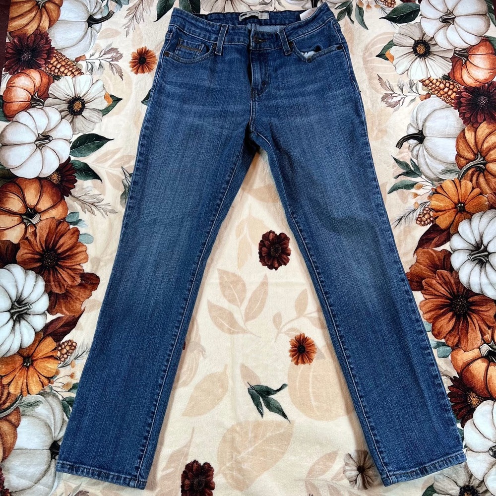 Levis Womens Mid Rise Skinny Jeans Stretch Dark Wash Blue Denim Sz 6 W28 L30
